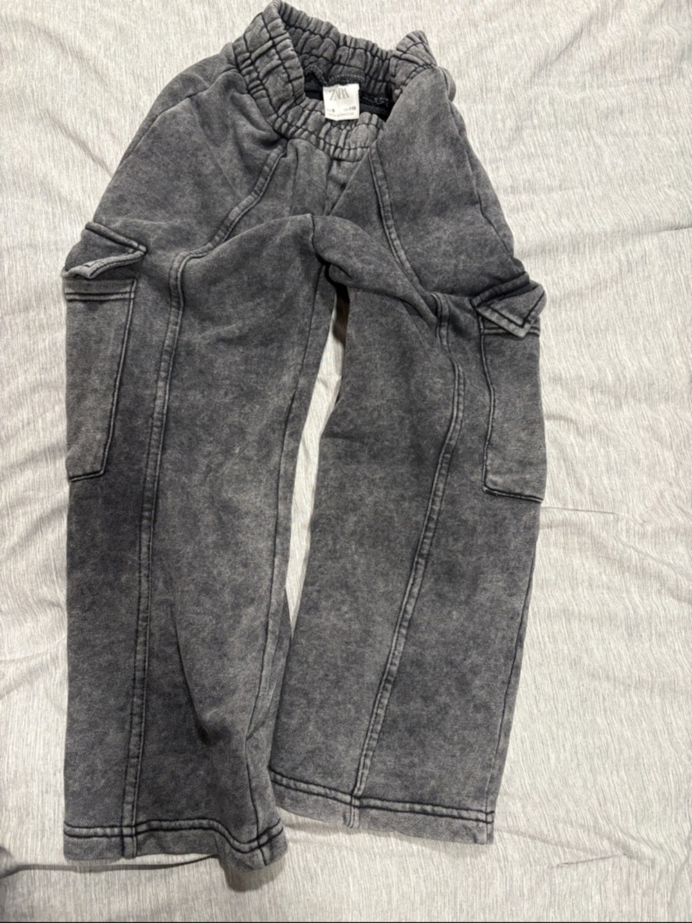 Zara Kids Washed Black Cargo Sweatpants